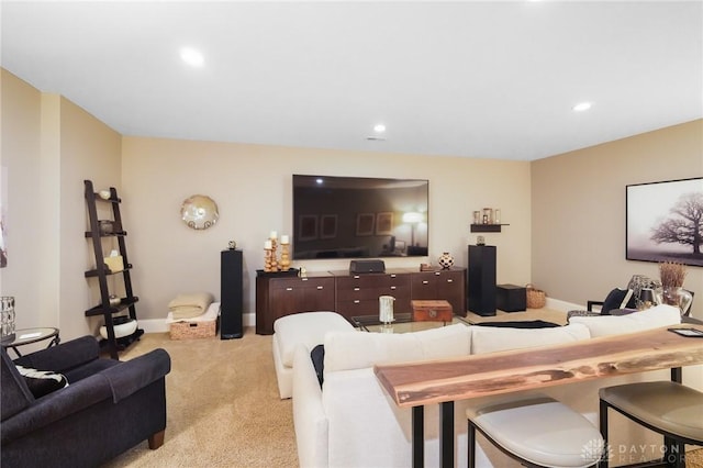 7921 Locust Grove Ct, Springboro, OH 45066 - living area featuring light carpet and recessed lighting
