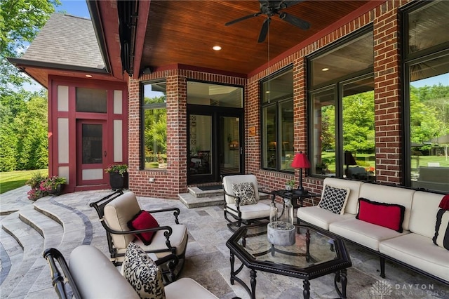 7921 Locust Grove Ct, Springboro, OH 45066 - view of patio / terrace with an outdoor living space and ceiling fan