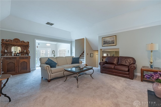 5010 Rhine Way, Centerville, OH 45458 - living area featuring carpet flooring and stairs