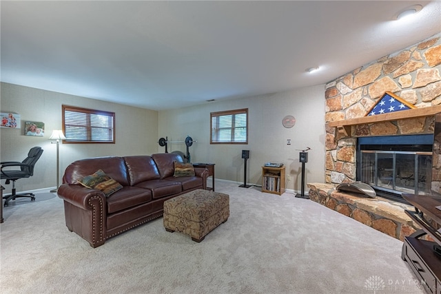 5010 Rhine Way, Centerville, OH 45458 - carpeted living room featuring a fireplace and baseboards