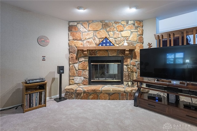 5010 Rhine Way, Centerville, OH 45458 - carpeted living room with a fireplace