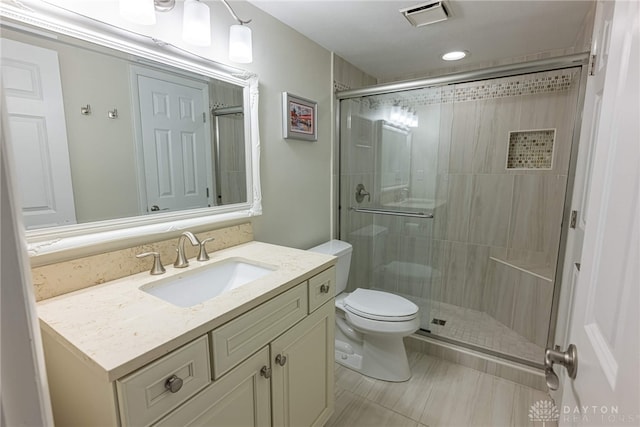 5010 Rhine Way, Centerville, OH 45458 - full bath with vanity, a shower stall, and recessed lighting