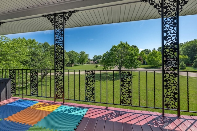 9031 S Normandy Ln, Washington Twp, OH 45458 - wooden terrace with a lawn