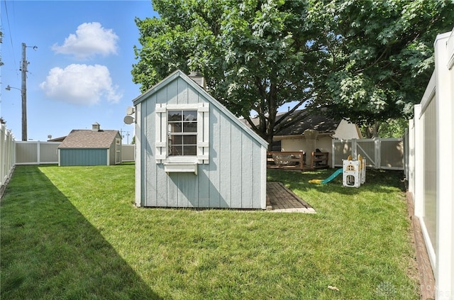 450 Overfield Pl, Troy, OH 45373 - view of shed featuring a fenced backyard