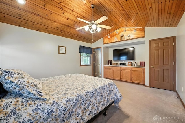 450 Overfield Pl, Troy, OH 45373 - bedroom with lofted ceiling, wood ceiling, and light carpet