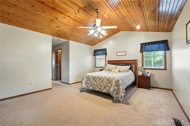 450 Overfield Pl, Troy, OH 45373 - bedroom featuring carpet, lofted ceiling, wooden ceiling, and ceiling fan