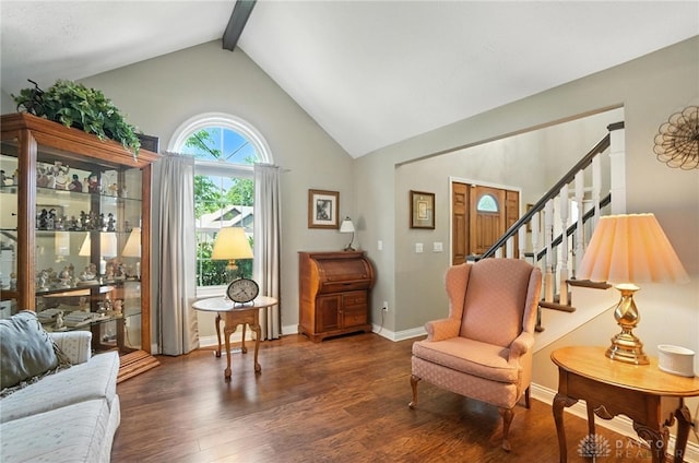 3166 Green Turtle Dr, Butler Twp, OH 45414 - living area featuring wood finished floors, stairs, and a dry bar