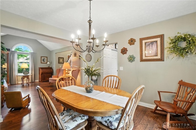 3166 Green Turtle Dr, Butler Twp, OH 45414 - dining room featuring a chandelier, wood finished floors, and vaulted ceiling