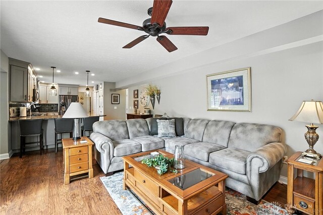 3166 Green Turtle Dr, Butler Twp, OH 45414 - living room with ceiling fan, wood finished floors, and recessed lighting