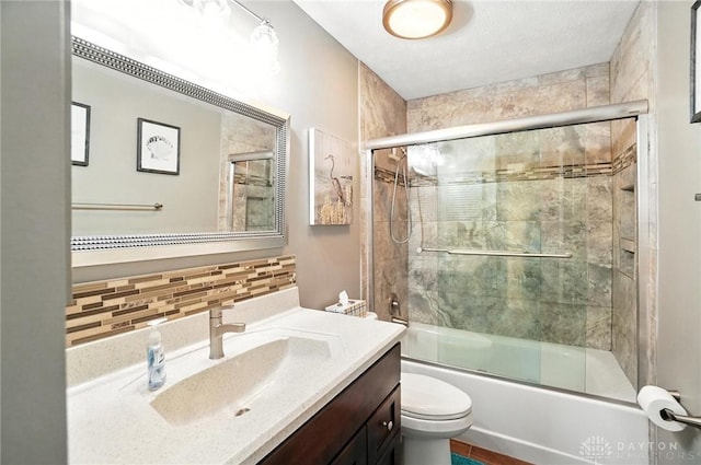 3166 Green Turtle Dr, Butler Twp, OH 45414 - bathroom with vanity, tasteful backsplash, and shower / bath combination with glass door
