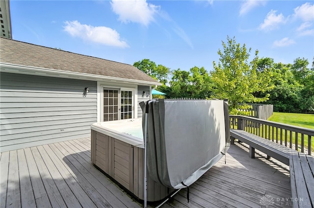 3166 Green Turtle Dr, Butler Twp, OH 45414 - wooden deck featuring a hot tub