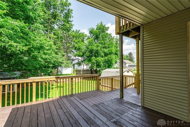 506 Virginia Ave, Troy, OH 45373 - deck featuring a fenced backyard and a shed