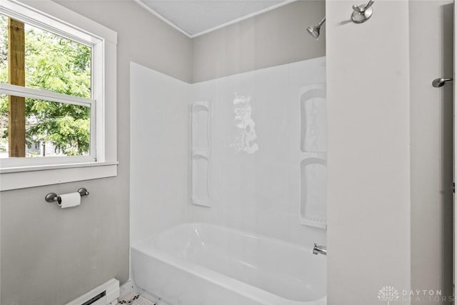 506 Virginia Ave, Troy, OH 45373 - full bathroom with bathtub / shower combination and a baseboard heating unit