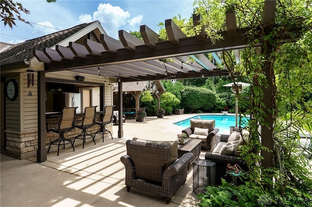 5516 Anne Ln, Washington Twp, OH 45459 - swimming pool featuring a pergola, a patio area, and an outdoor hangout area