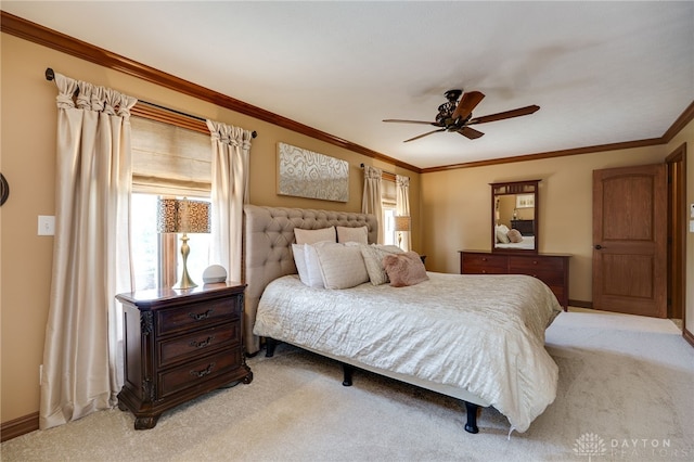 5516 Anne Ln, Washington Twp, OH 45459 - bedroom with carpet flooring, multiple windows, crown molding, and ceiling fan