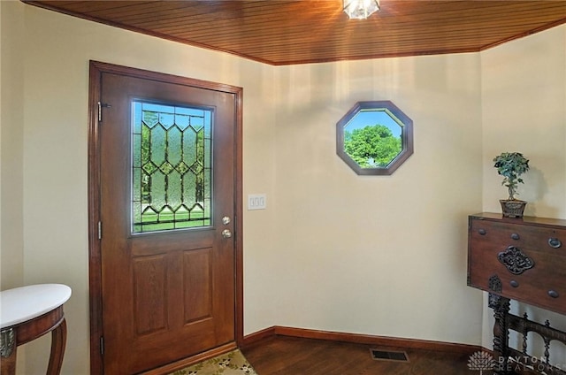 1101 Fox Chase Ct, Centerville, OH 45459 - foyer entrance featuring dark wood-type flooring and wooden ceiling