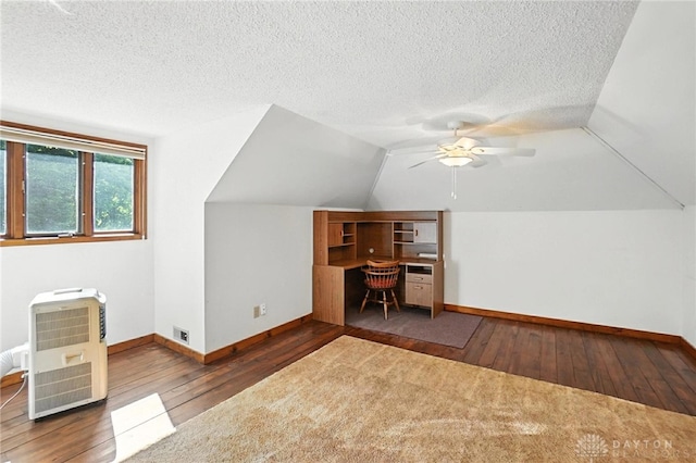 1101 Fox Chase Ct, Centerville, OH 45459 - bonus room with heating unit, hardwood / wood-style flooring, a textured ceiling, ceiling fan, and an office area