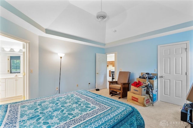 2396 Vienna Pkwy, Dayton, OH 45459 - bedroom featuring carpet floors, a raised ceiling, and a ceiling fan