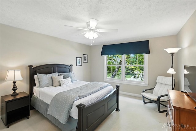 10598 Falls Creek Ln, Washington Twp, OH 45458 - bedroom with light colored carpet, ceiling fan, and a textured ceiling