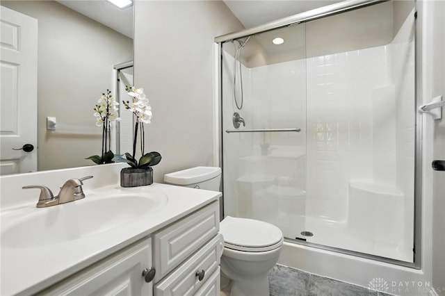 10598 Falls Creek Ln, Washington Twp, OH 45458 - full bathroom with a shower stall, vanity, and recessed lighting