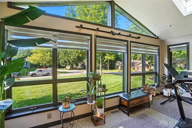 1778 Kensington Dr, Bellbrook, OH 45305 - sunroom / solarium with vaulted ceiling, a skylight, and healthy amount of natural light
