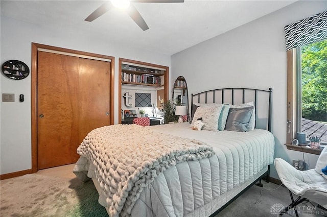 1778 Kensington Dr, Bellbrook, OH 45305 - carpeted bedroom featuring a closet and a ceiling fan