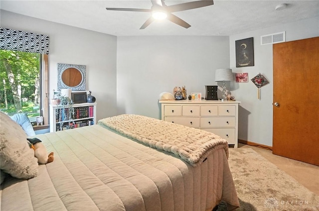 1778 Kensington Dr, Bellbrook, OH 45305 - bedroom featuring light carpet and ceiling fan