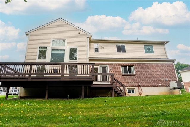 2540 Early Spring Ct, Dayton, OH 45459 - rear view of house featuring a wooden deck, a yard, and stairs