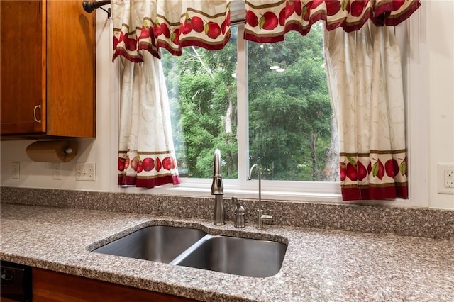 2540 Early Spring Ct, Dayton, OH 45459 - kitchen view of brown cabinetry and stone counters