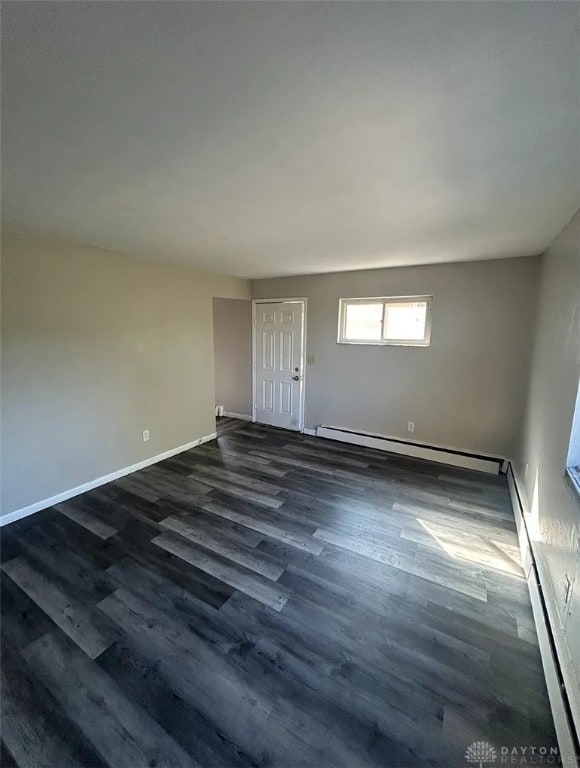 4129 E 3rd St Unit 4127, Dayton, OH 45403 - unfurnished room with a baseboard heating unit, dark wood-style floors, and baseboard heating
