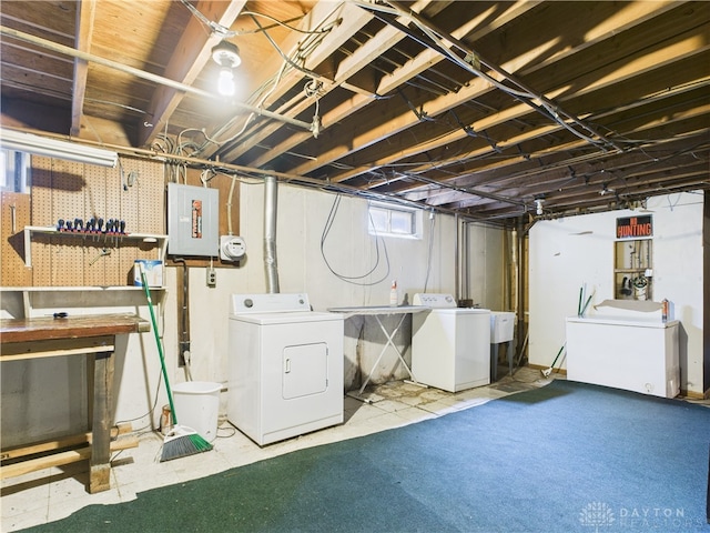 2120 Wyoming St, Dayton, OH 45410 - basement featuring separate washer and dryer and electric panel