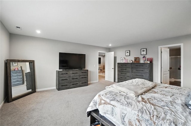 166 Brooke Parke Ave, Brookville, OH 45309 - bedroom with light carpet, recessed lighting, and ensuite bathroom