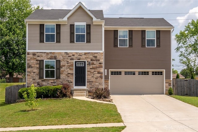 1009 Glen Kegley Dr, Xenia, OH 45385 - craftsman-style house featuring stone siding, driveway, a garage, and entry steps
