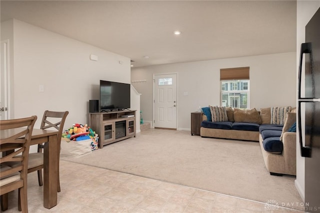1009 Glen Kegley Dr, Xenia, OH 45385 - living room featuring light colored carpet and recessed lighting
