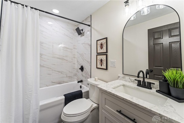 1209 Maple St, Troy, OH 45373 - full bath featuring vanity, shower / bath combination with curtain, and recessed lighting