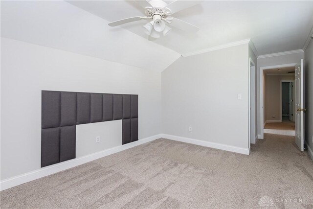 1129 Eureka Dr, Kettering, OH 45419 - bonus room featuring light carpet, a ceiling fan, and lofted ceiling