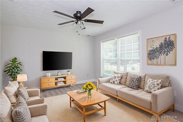 1129 Eureka Dr, Kettering, OH 45419 - living room with baseboards and a ceiling fan