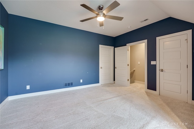 1461 Abbey Park Pl, Beavercreek Twp, OH 45385 - unfurnished bedroom with carpet flooring, vaulted ceiling, and a ceiling fan