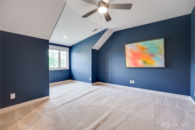 1461 Abbey Park Pl, Beavercreek Twp, OH 45385 - bonus room featuring carpet floors, lofted ceiling, and ceiling fan