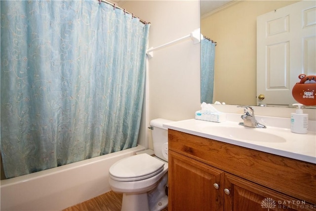 3583 King Edward Way, Beavercreek, OH 45431 - bathroom with vanity, shower / bathtub combination with curtain, and ornamental molding