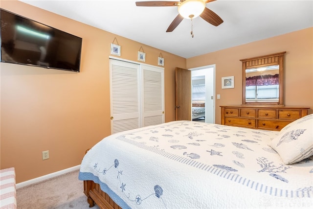 5136 Oleva Dr, Sugarcreek Twp, OH 45440 - bedroom featuring carpet, a closet, and a ceiling fan