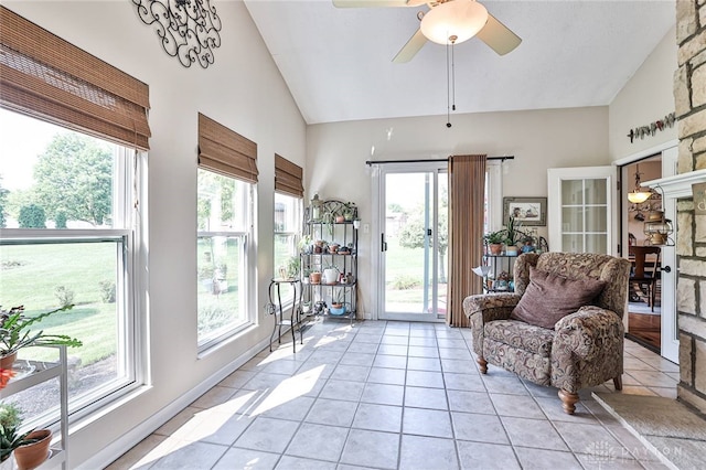 595 Heatherwoode Cir, Springboro, OH 45066 - living area featuring high vaulted ceiling, plenty of natural light, and light tile patterned floors