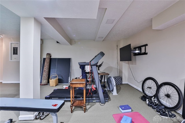 595 Heatherwoode Cir, Springboro, OH 45066 - workout area featuring carpet flooring and baseboards