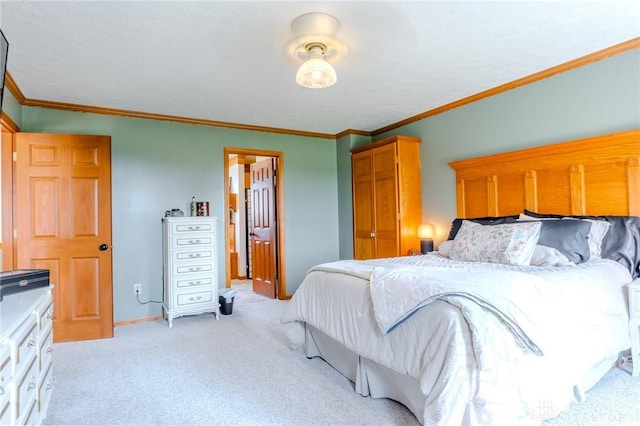 1061 Mcpherson Rd, Xenia, OH 45385 - bedroom with light colored carpet, crown molding, and connected bathroom
