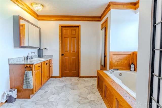 1061 Mcpherson Rd, Xenia, OH 45385 - bathroom with vanity, a bath, and ornamental molding