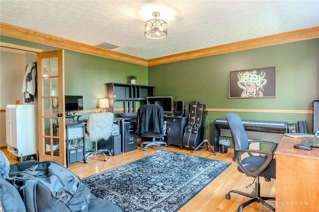 1061 Mcpherson Rd, Xenia, OH 45385 - office with a textured ceiling, wood finished floors, and crown molding