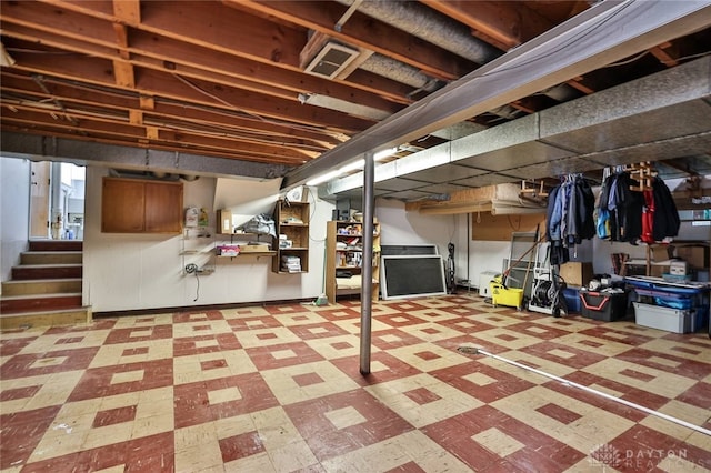 1095 Susan Dr, Hamilton, OH 45013 - finished basement with tile patterned floors and stairway