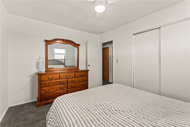 1021 Nutmeg Sq, Troy, OH 45373 - bedroom featuring a closet, carpet floors, and ceiling fan