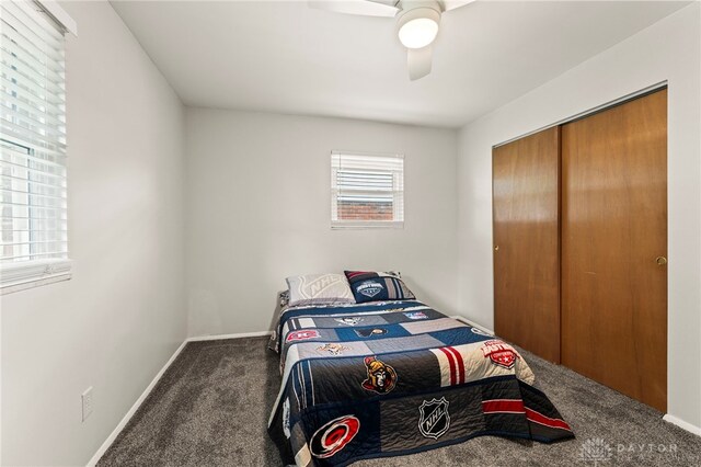 1021 Nutmeg Sq, Troy, OH 45373 - bedroom with carpet, a closet, and ceiling fan