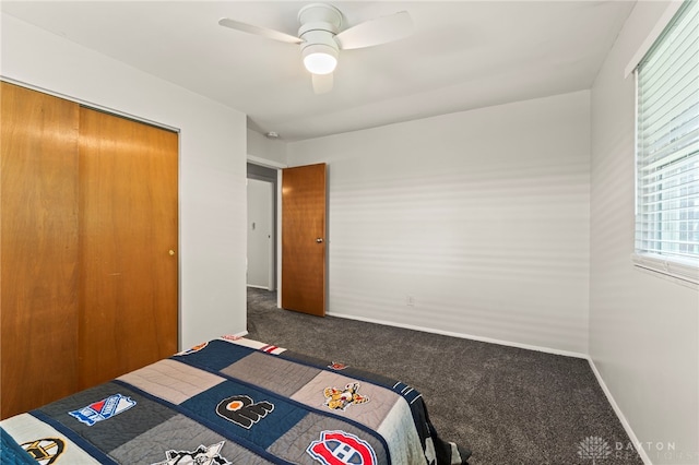 1021 Nutmeg Sq, Troy, OH 45373 - bedroom featuring carpet flooring, ceiling fan, and a closet